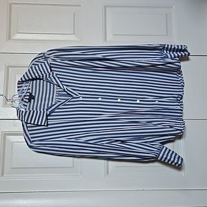 Ann Taylor Factory Blue and Cream Long-Sleeve Top